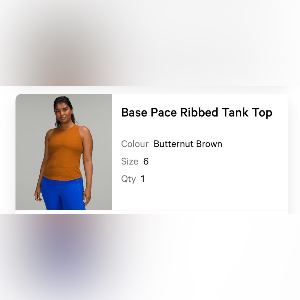 Lululemon Base Pace Ribbed Tank in Butternut Brown